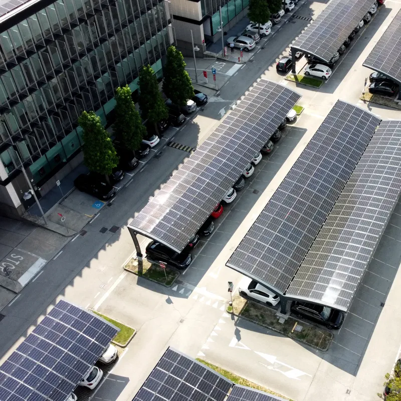 Aerial view of the parking lot